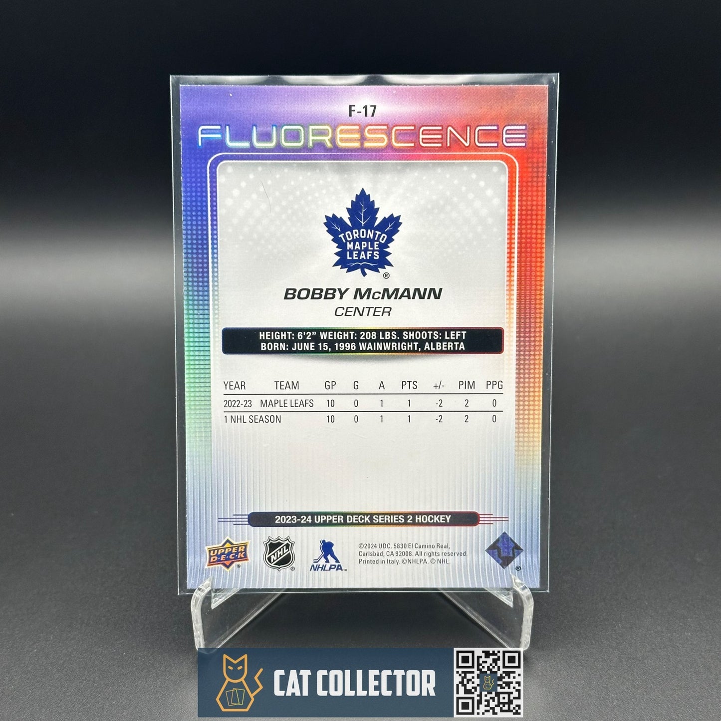 2023-24 UD Series 2 BOBBY MCMANN #F-17 Fluorescence red RC Rookie