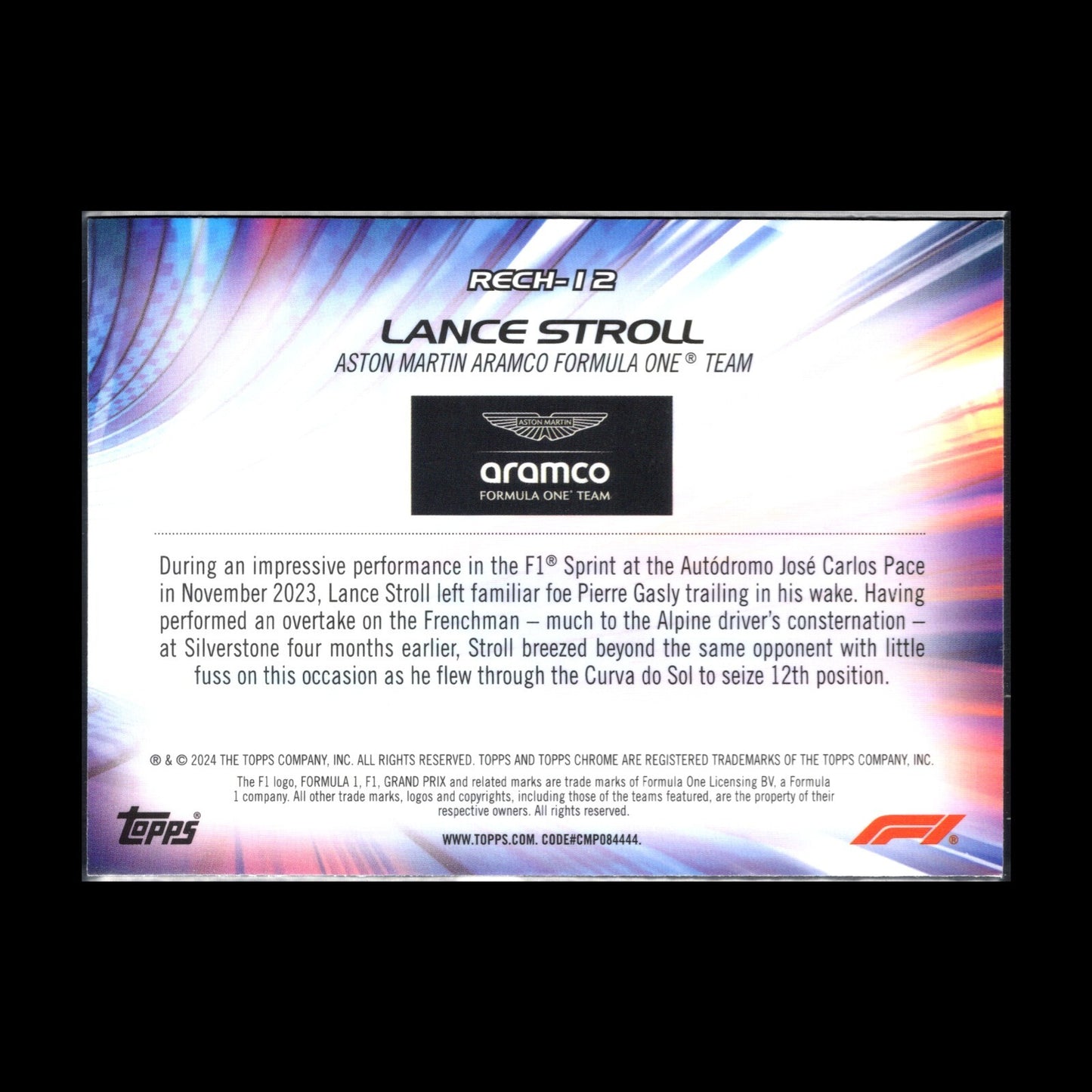 2024 Topps Chrome Formula 1 LANCE STROLL #RECH-12 Re-Charged