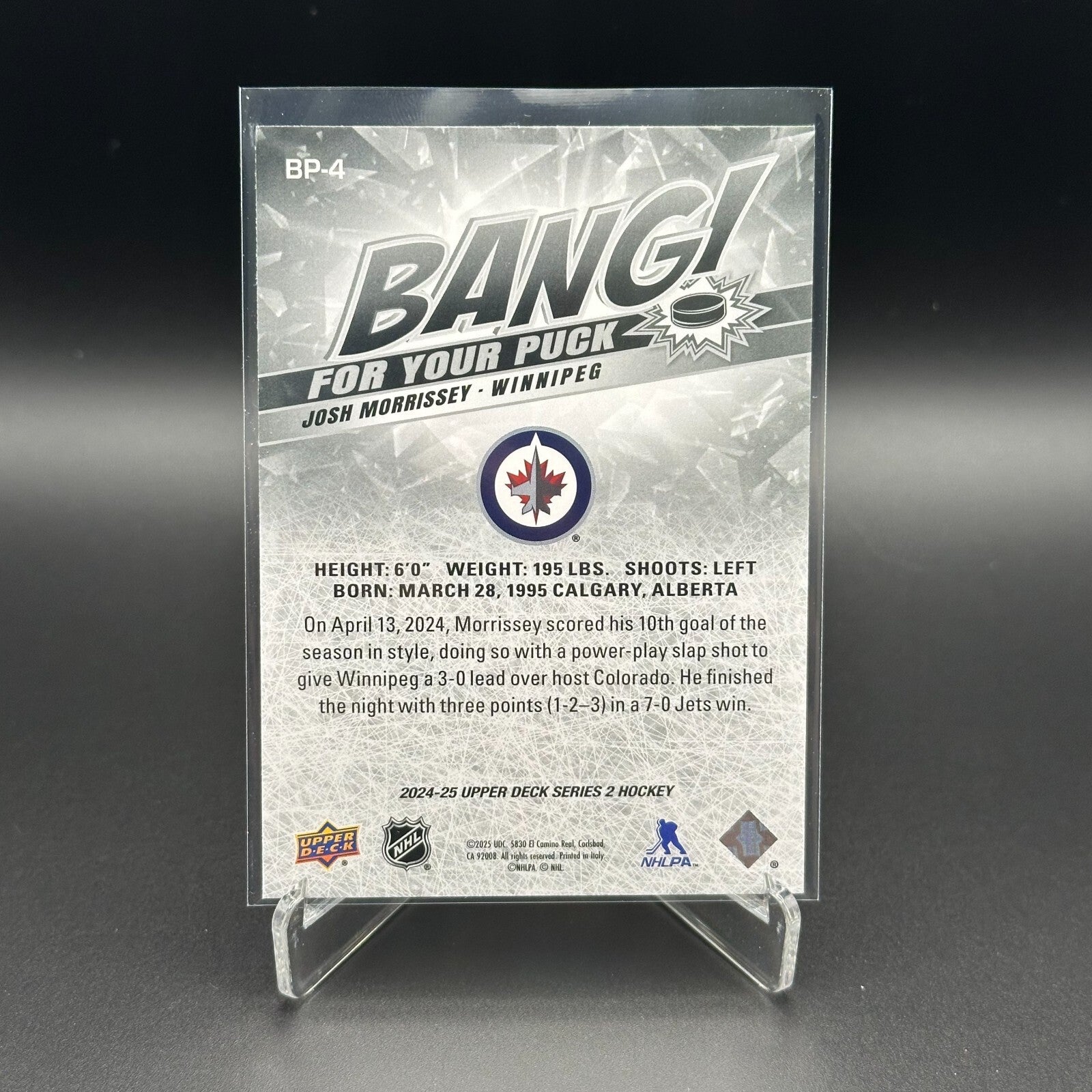 2024-25 UD Series 2 JOSH MORRISSEY #BP-4 Bang for your puck - Winnipeg Jets