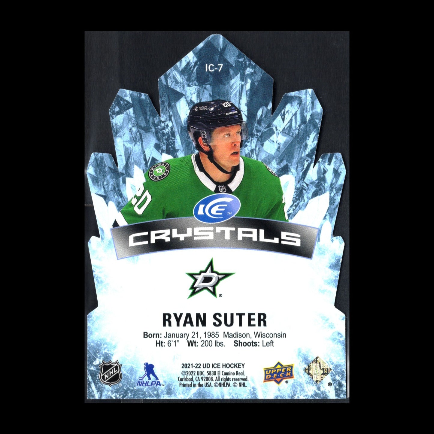 2021-22 UD Ice RYAN SUTER #IC-7 Ice Crystals Die-Cut - Dallas Stars