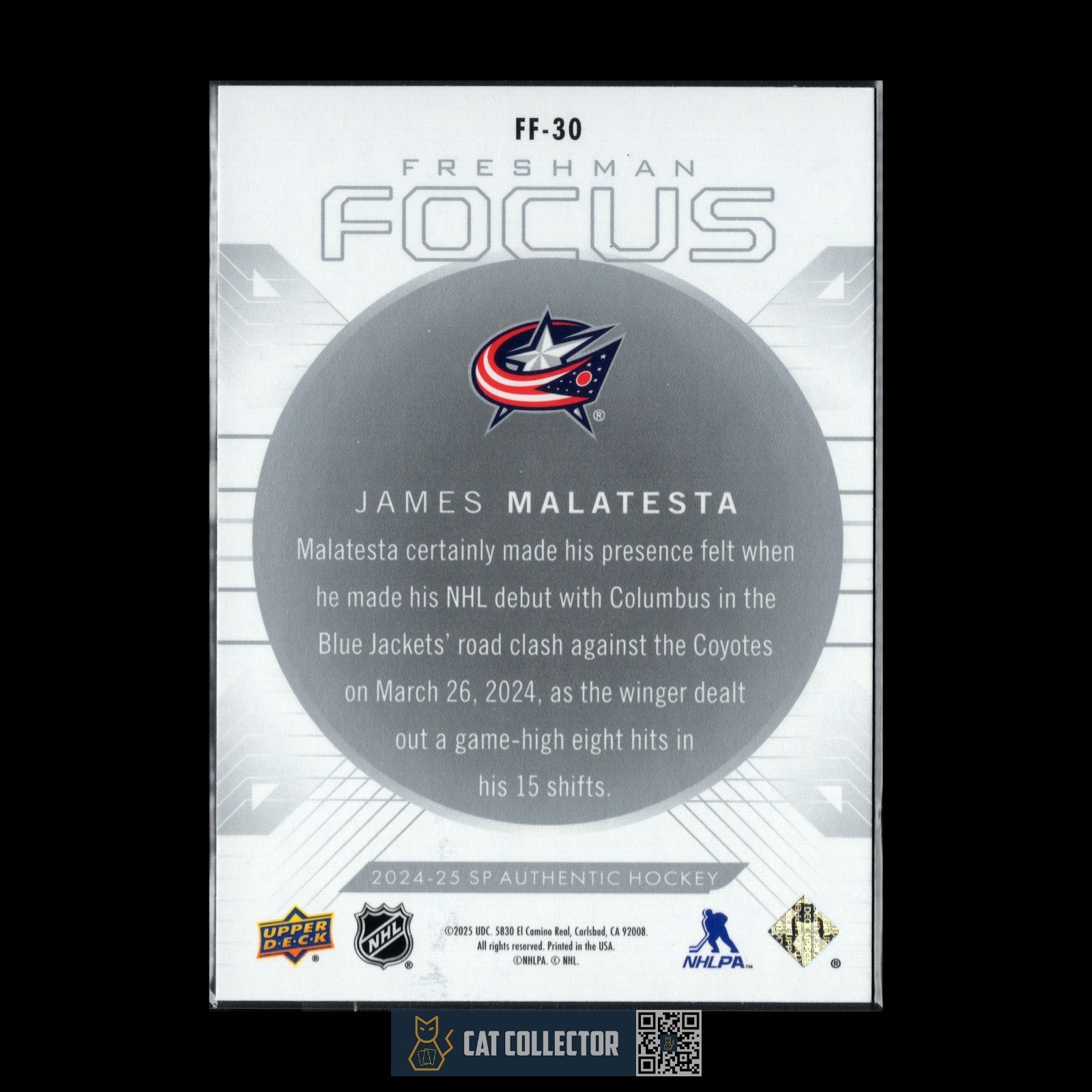 2024-25 UD SP Authentic JAMES MALATESTA #FF-30 Freshman Focus