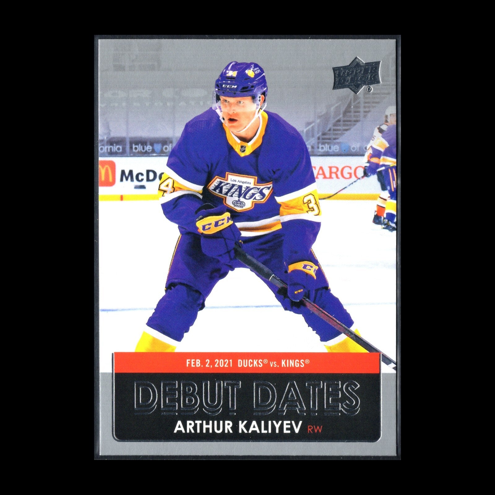 2021-22 UD Series 1 ARTHUR KALIYEV #DD-4 Debut Dates RC - Los Angeles Kings