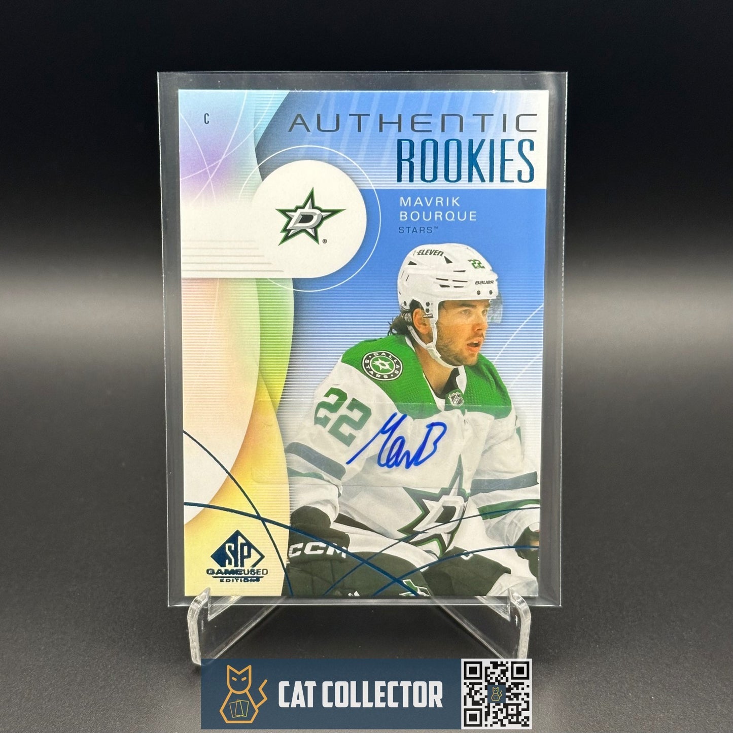 2024-25 UD SP Game Used MAVRIK BOURQUE #254 Blue AUTO Rookie RC - Dallas Stars