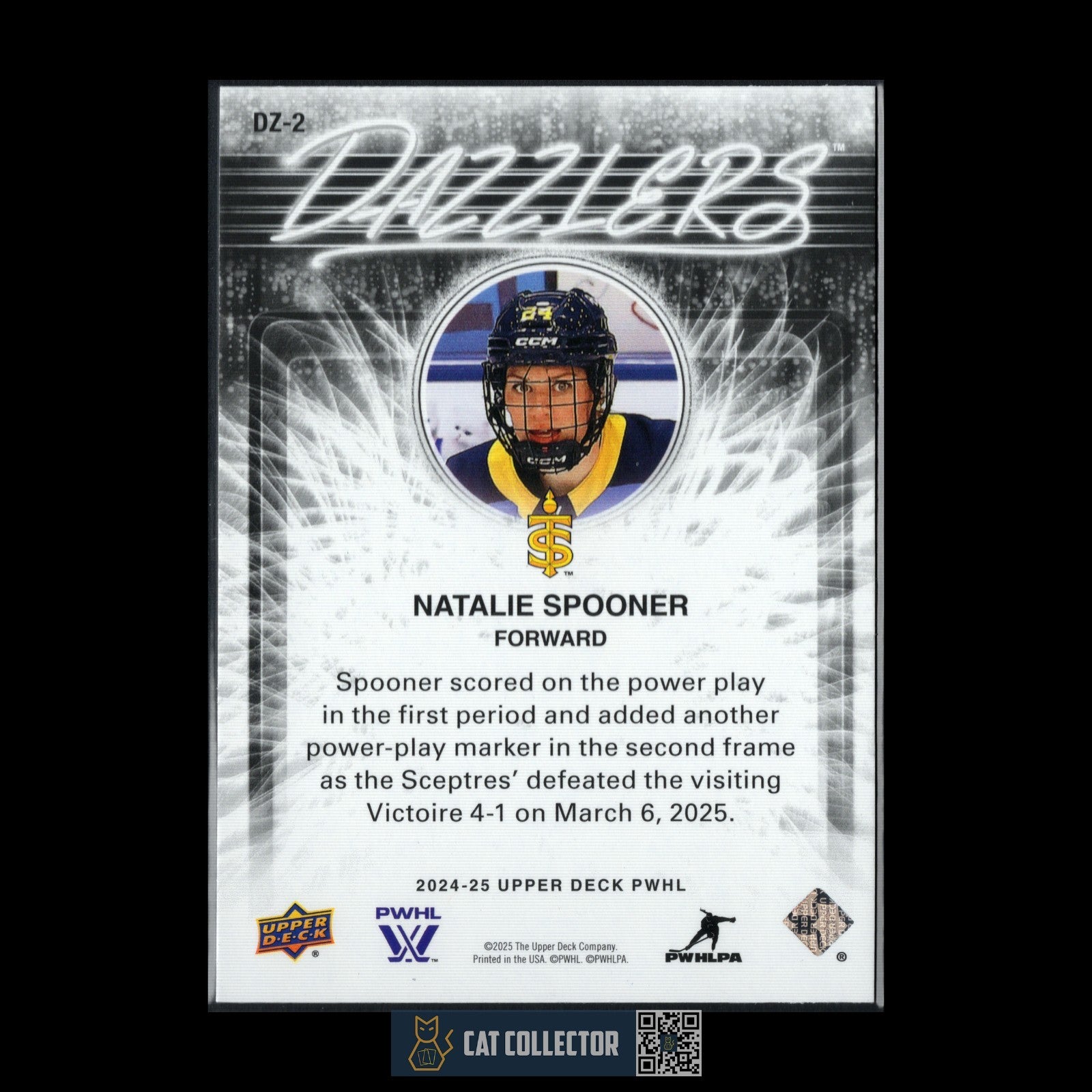 2024-25 UD PWHL NATALIE SPOONER #DZ-2 Dazzlers Blue - Toronto Sceptres