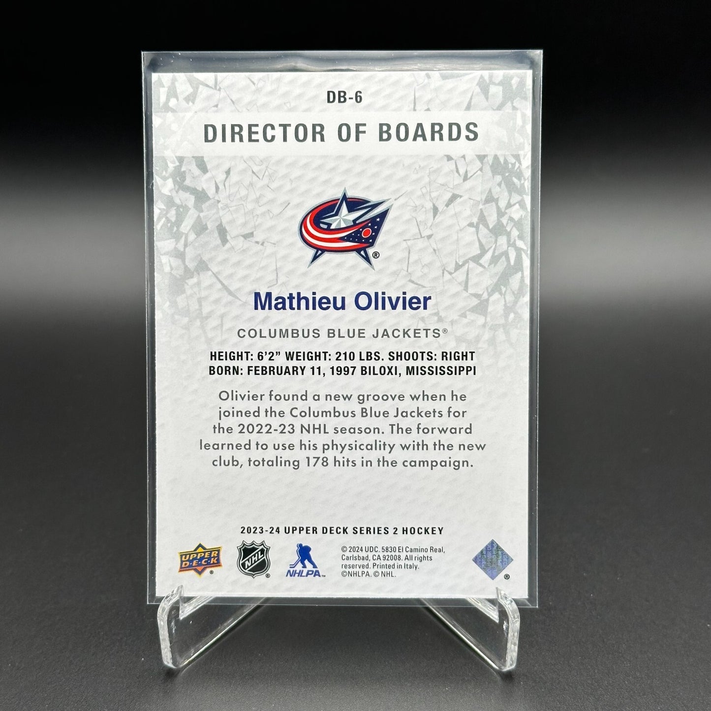 2023-24 UD Series 2 MATHIEU OLIVIER #DB-6 Director of boards