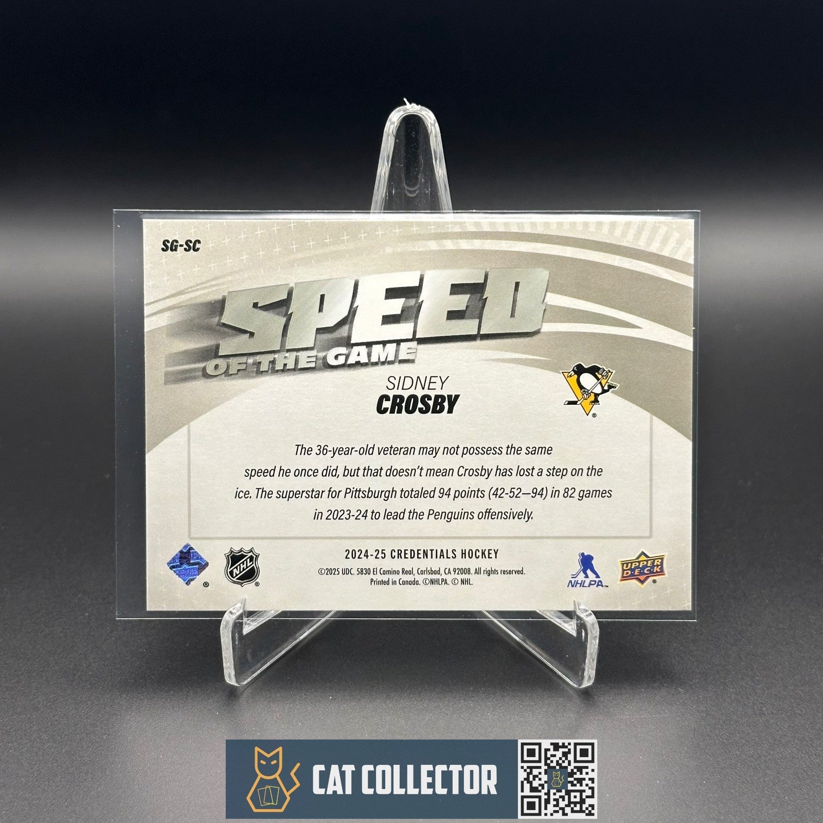 2024-25 UD Credentials SIDNEY CROSBY #SG-SC Speed of the Game