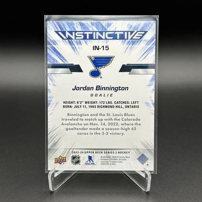 2023-24 UD Series 2 JORDAN BINNINGTON #IN-15 Instinctive - St. Louis Blues