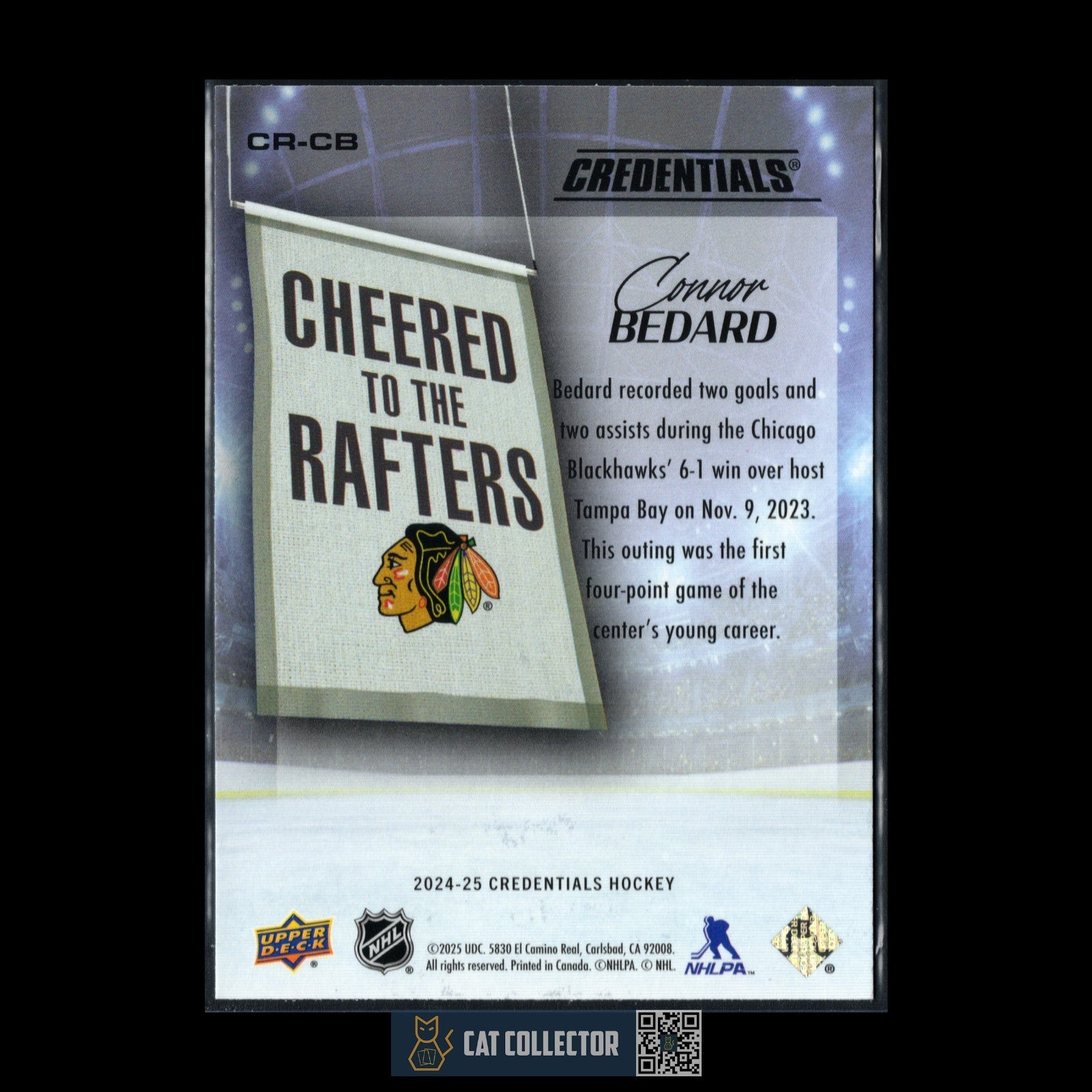 2024-25 UD Credentials CONNOR BEDARD #CR-CB Cheered to the Rafters