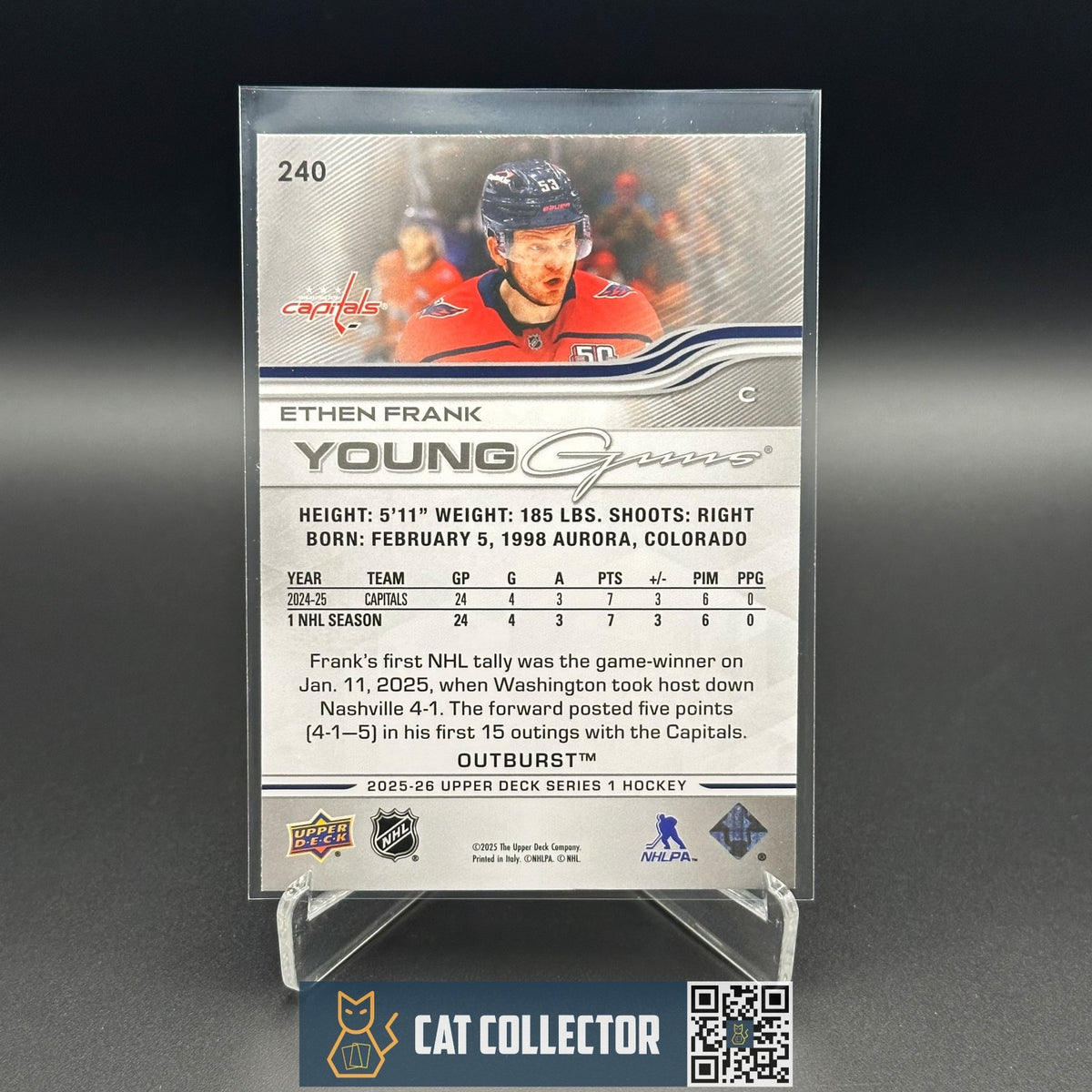 2025-26 UD Series 1 ETHEN FRANK #240 Young guns Outburst Rookie RC