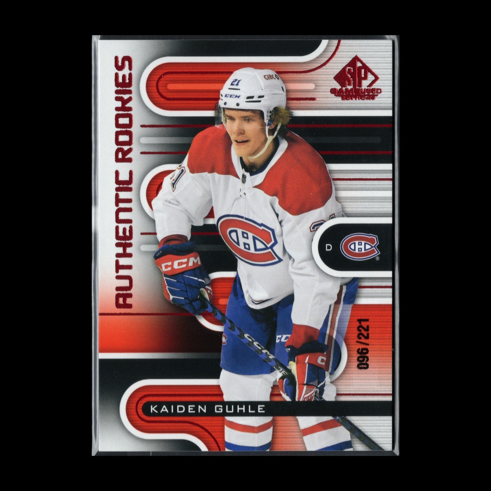 2022-23 UD SP Game Used KAIDEN GUHLE #193 Authentic Rookies Red RC 96/221