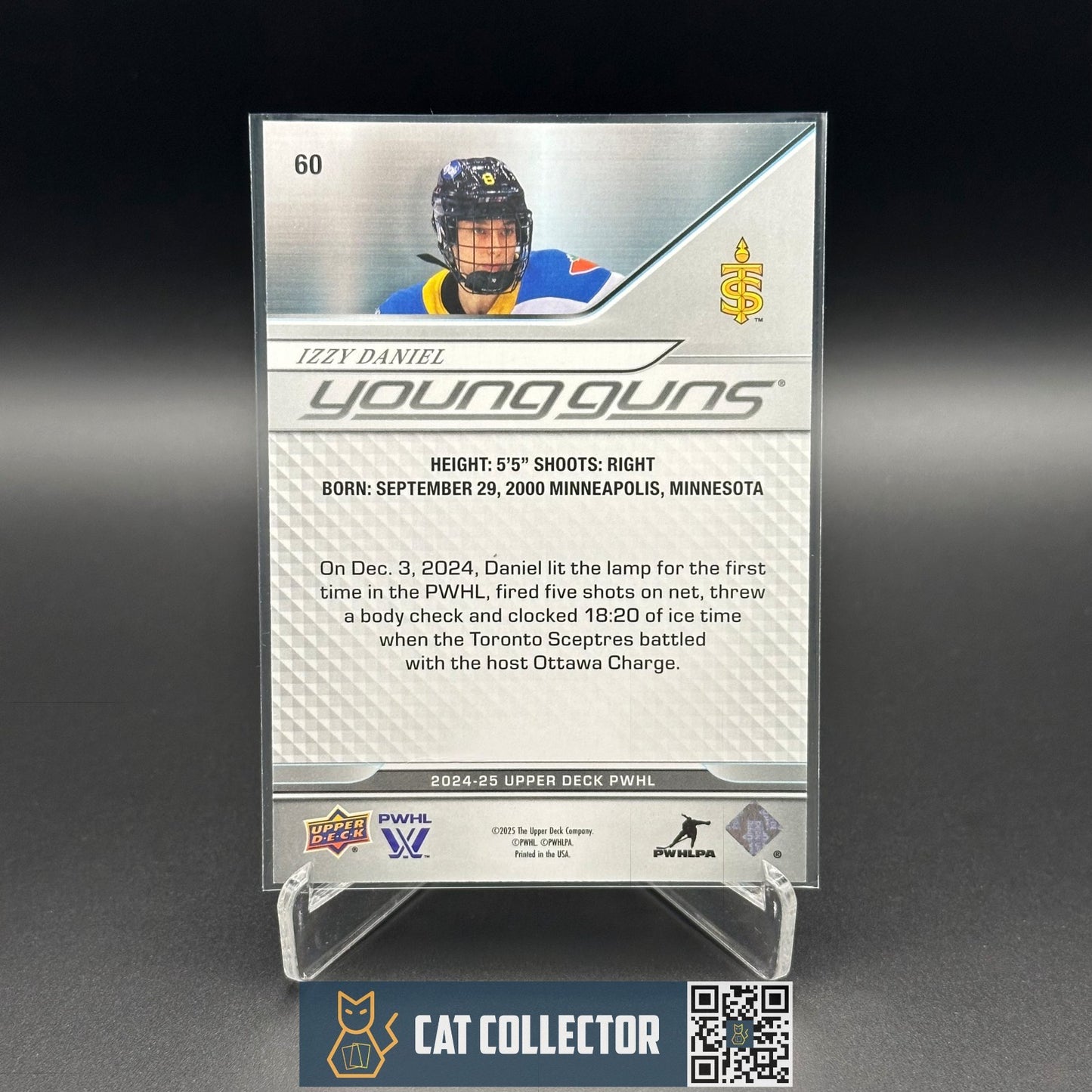 2024-25 UD PWHL IZZY DANIEL #60 Young Guns Deluxe RC /250