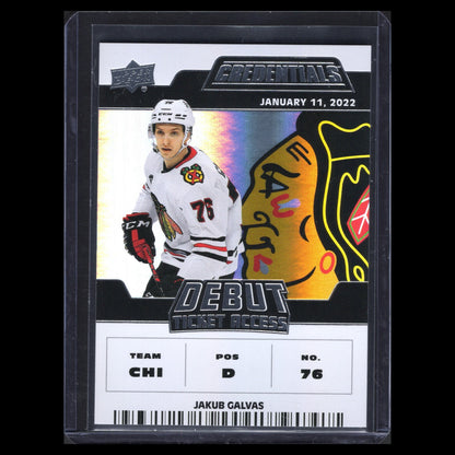 2022-23 UD Credentials JAKUB GALVAS #111 Debut Ticket Access RC 599/999
