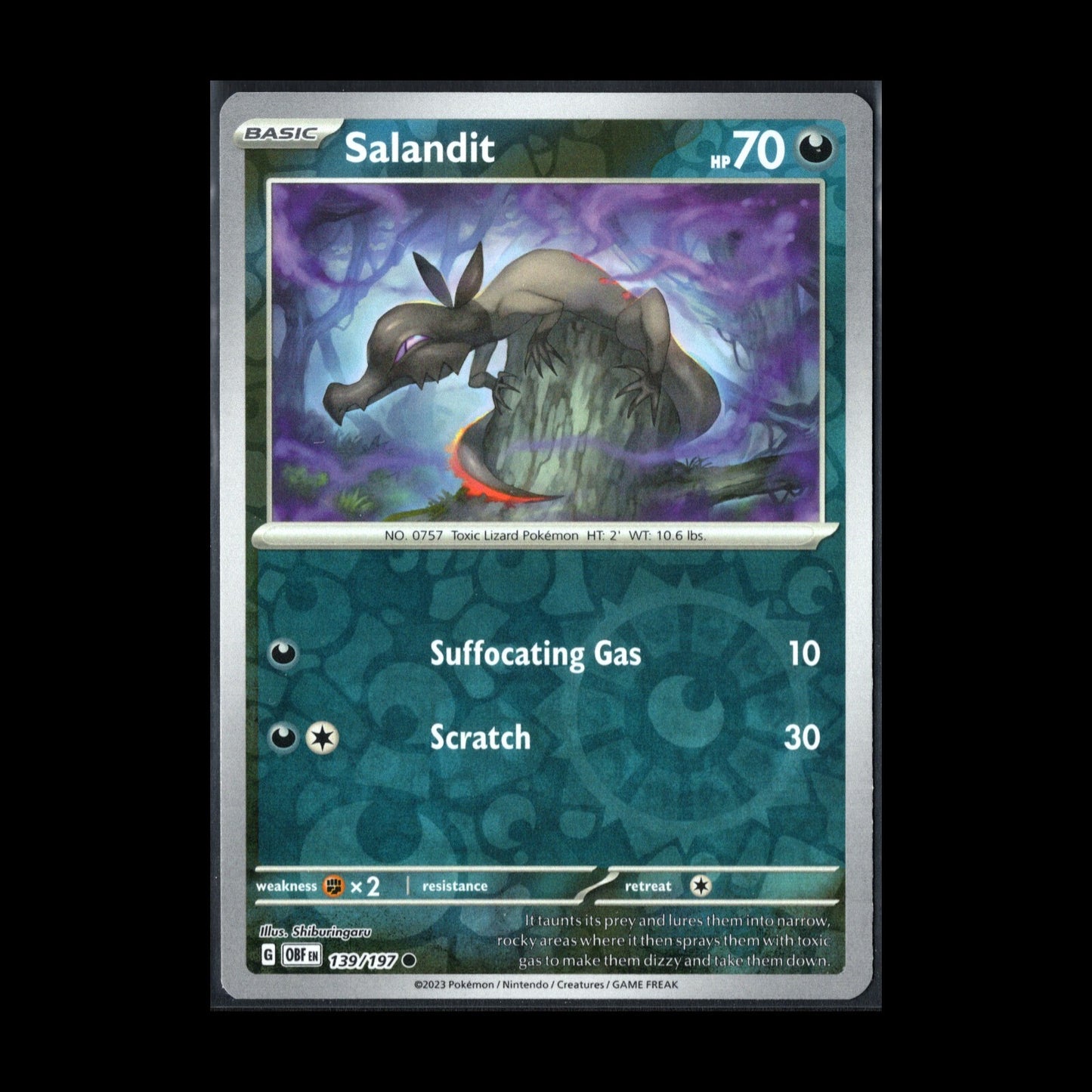 2023 Pokemon TCG Scarlet & Violet Obsidian Flames SALANDIT #139/197 Reverse Holo