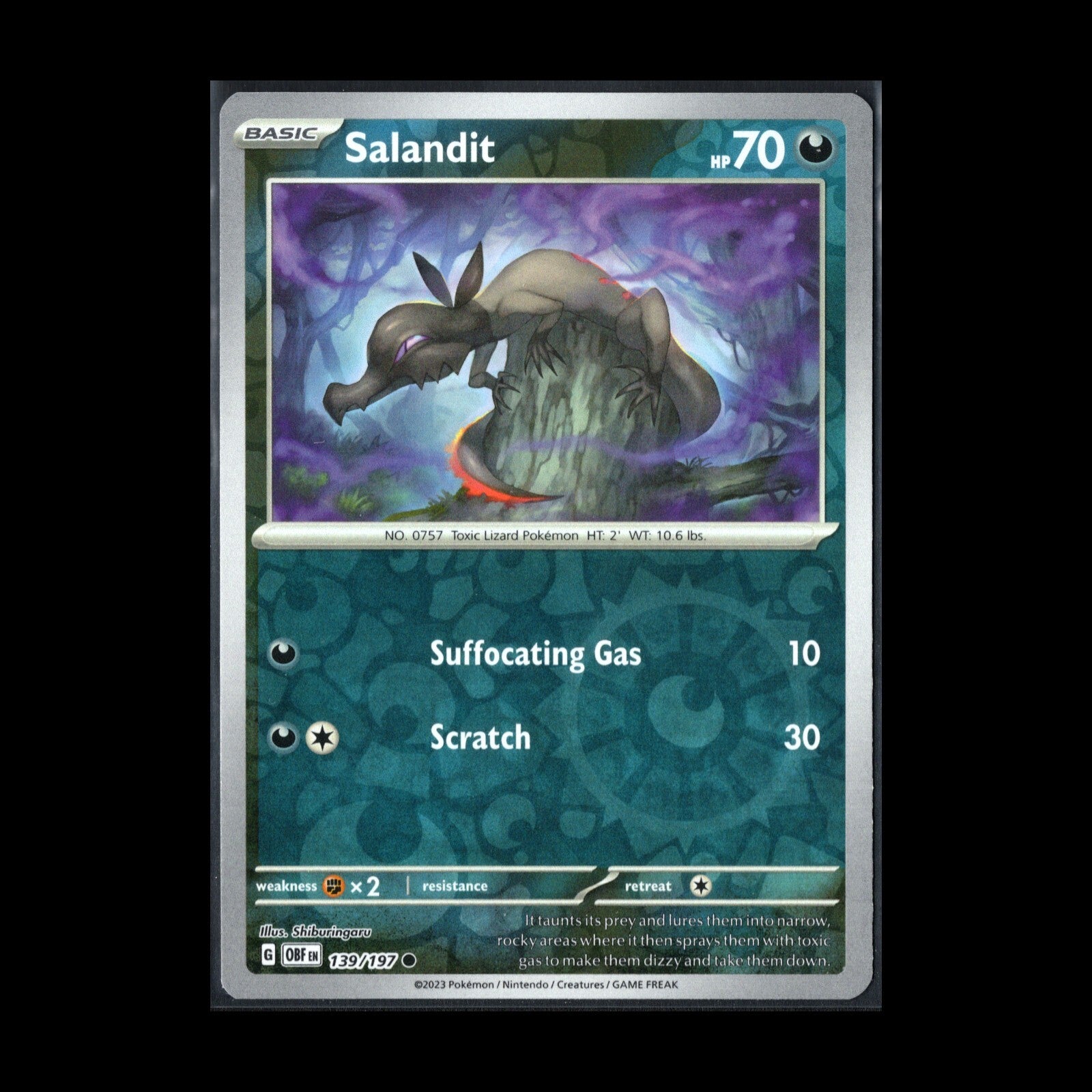2023 Pokemon TCG Scarlet & Violet Obsidian Flames SALANDIT #139/197 Reverse Holo
