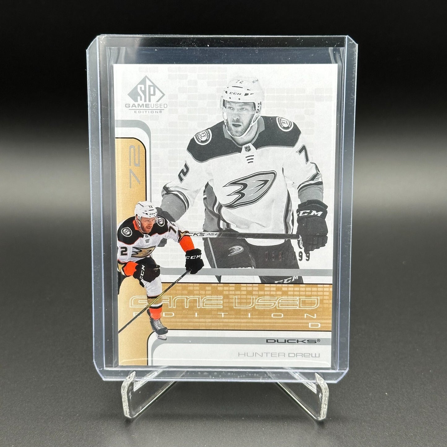 2022-23 UD SP Game Used HUNTER DREW #R-34 Retro 58/999 - Anaheim Ducks