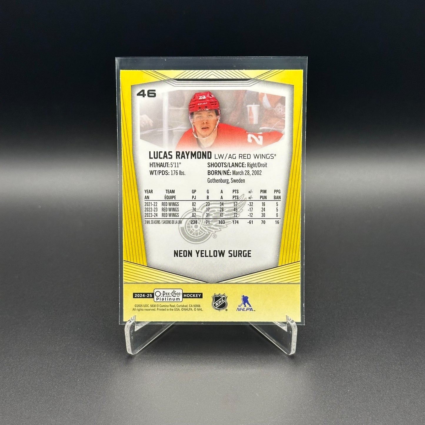2024-25 O-Pee-Chee Platinum LUCAS RAYMOND #45 Neon Yellow Surge