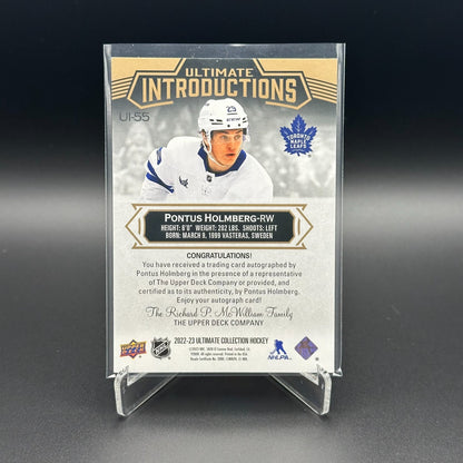 2022-23 UD Ultimate Collection PONTUS HOLMBERG #UI-55 Introductions Rookie AUTO