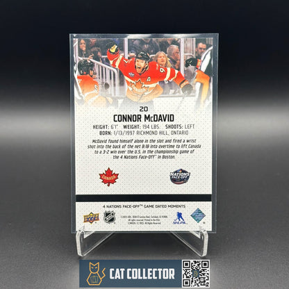2024-25 UD 4 Nations Face-Off Game Dated Moments CONNOR MCDAVID #20 Team Canada