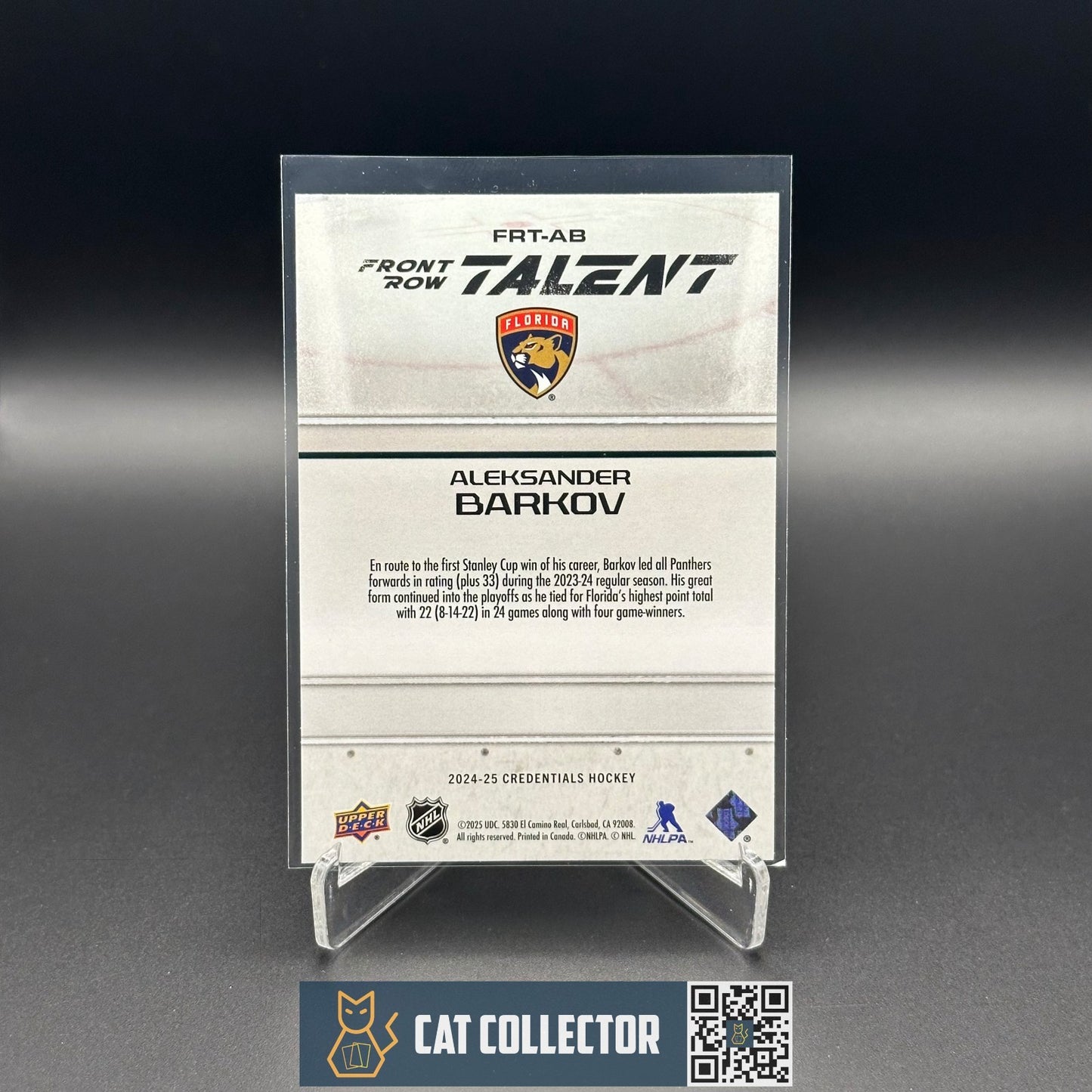 2024-25 UD Credentials ALEKSANDER BARKOV #FRT-AB Front Row Talent