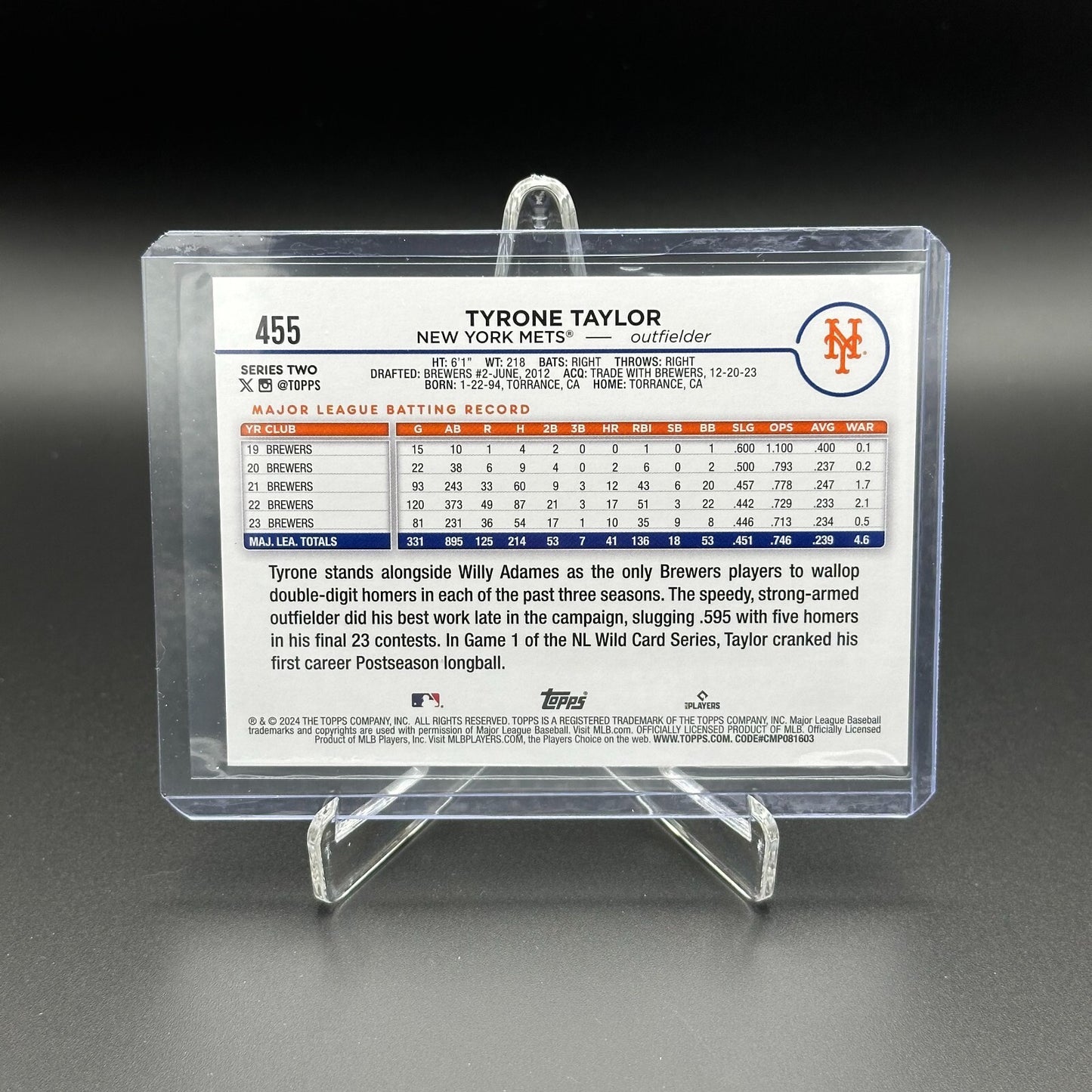 2024 Topps Series 2 TYRONE TAYLOR #455 Holiday Parallel - New York Mets