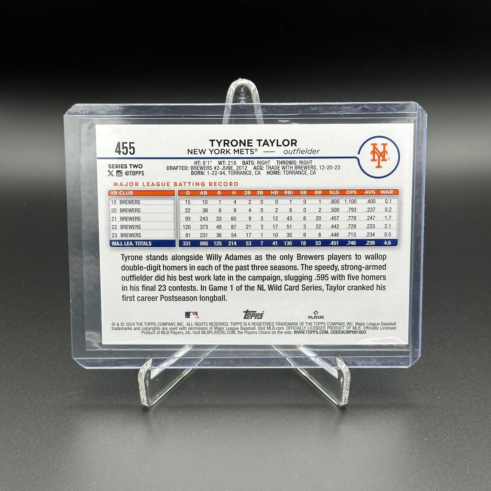 2024 Topps Series 2 TYRONE TAYLOR #455 Holiday Parallel - New York Mets