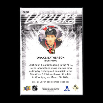 2024-25 UD Series 1 DRAKE BATHERSON #DZ-31 Dazzlers Blue - Ottawa Senators