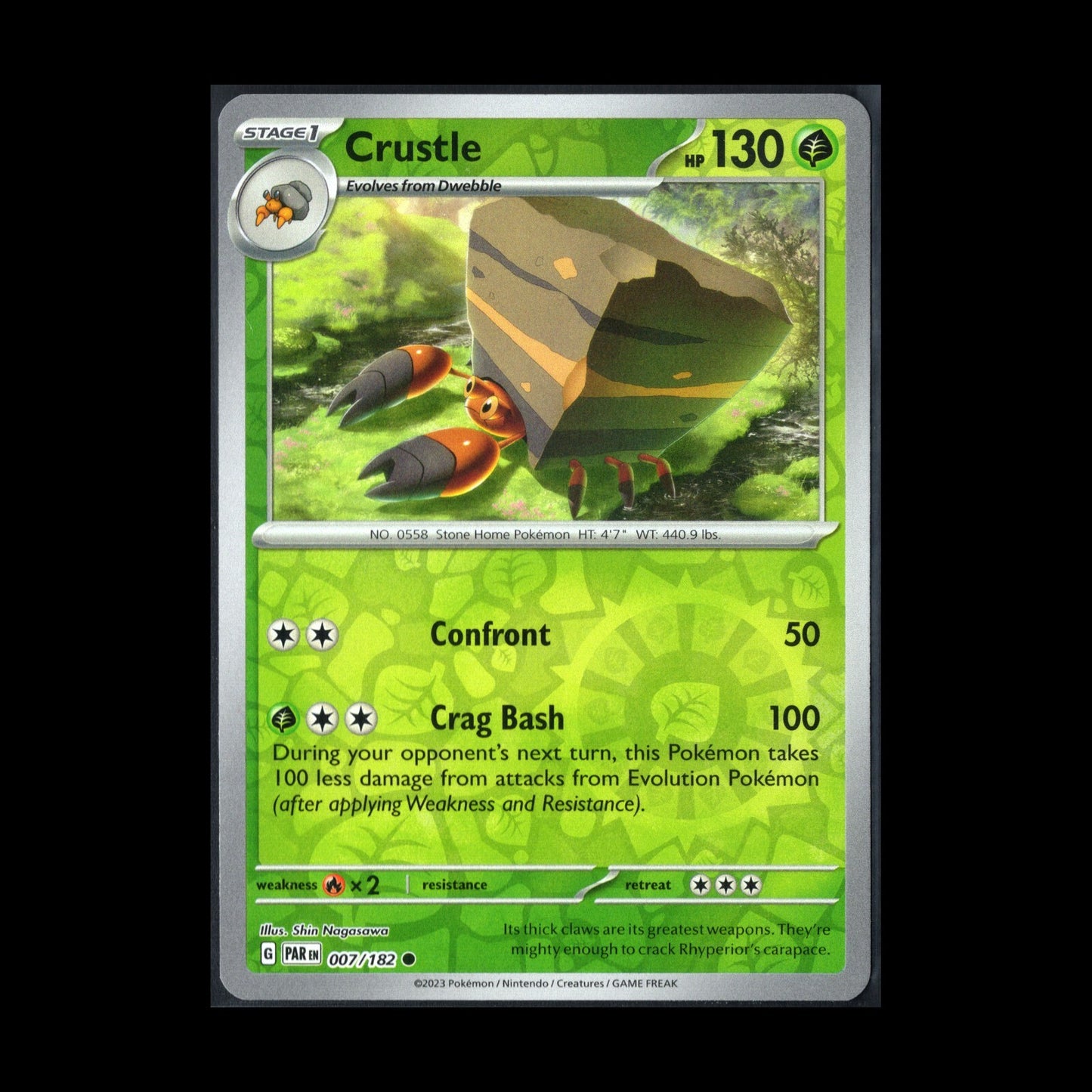 2024 Pokemon TCG Paradox Rift CRUSTLE #7/182 Reverse Holo
