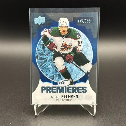 2023-24 UD Ice MILOS KELEMEN #184 Ice Premieres Blue Parallel RC /799