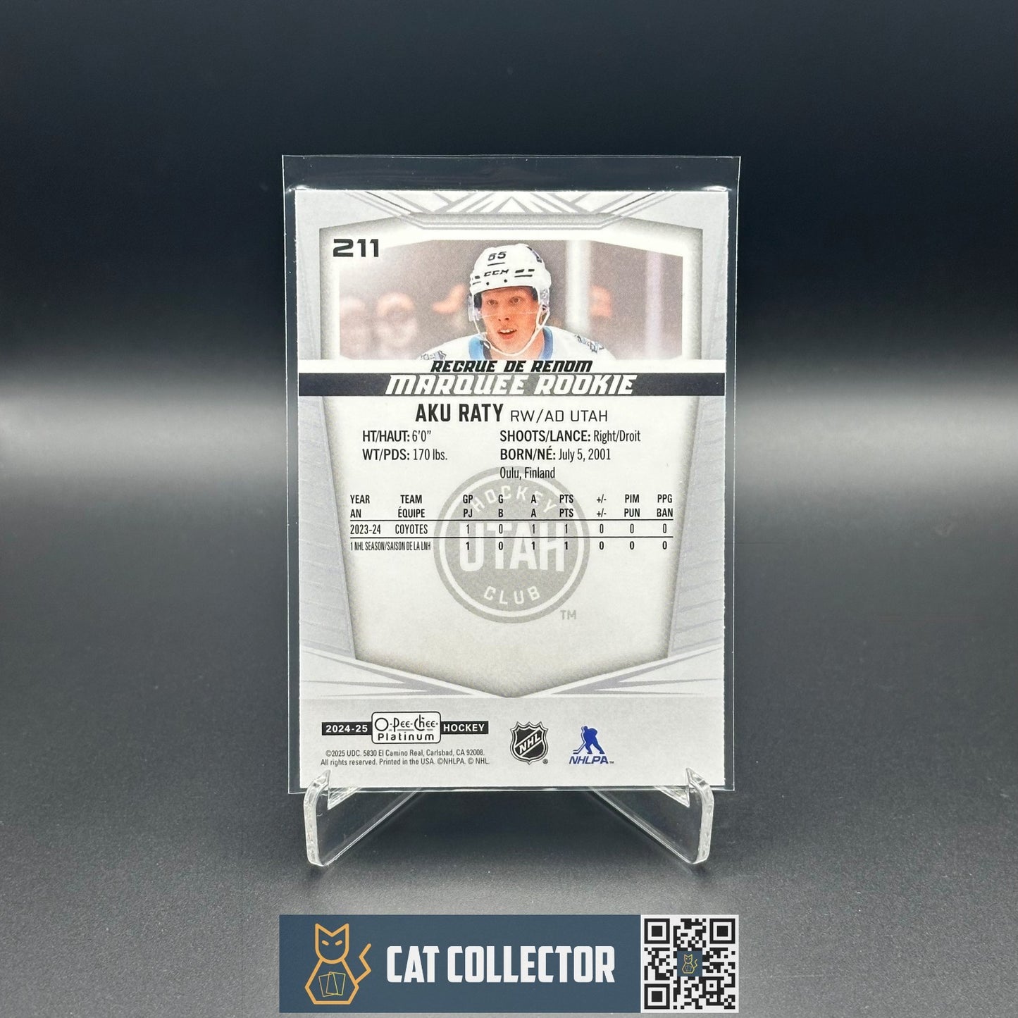 2024-25 O-Pee-Chee Platinum AKU RATY #211 Marquee Rookie RC