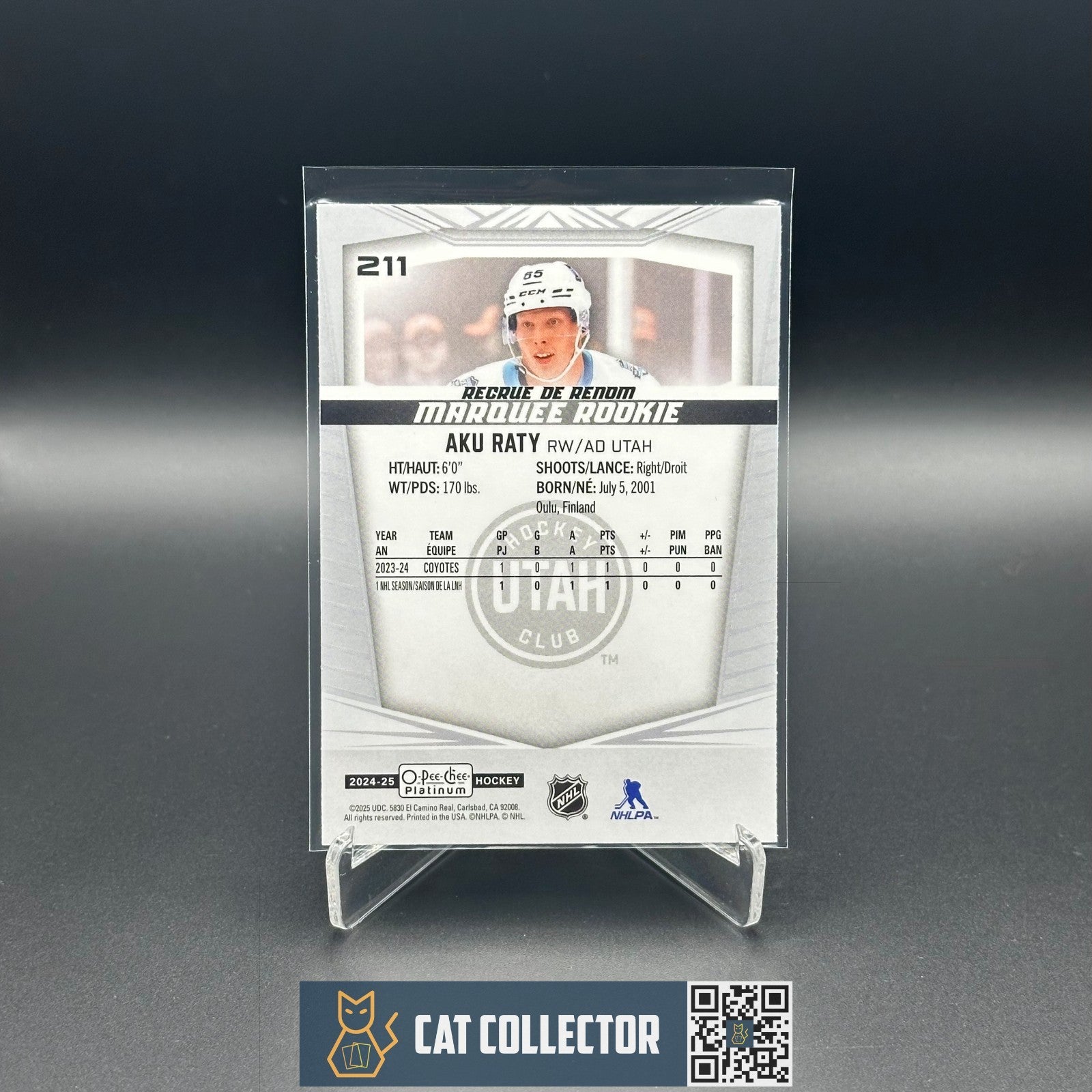 2024-25 O-Pee-Chee Platinum AKU RATY #211 Marquee Rookie RC