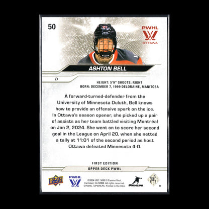 2024-25 Upper Deck PWHL ASHTON BELL #50 Deluxe 110/250 - Ottawa - 1st EDITION!