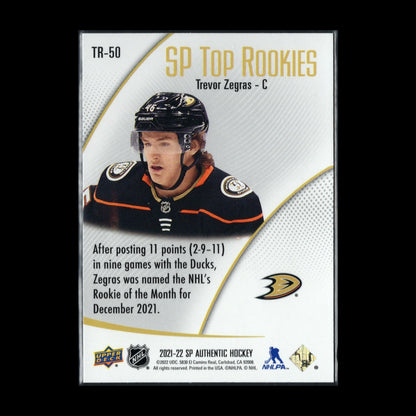 2021-22 UD SP Authentic TREVOR ZEGRAS #TR-50 SP Top Rookies RC
