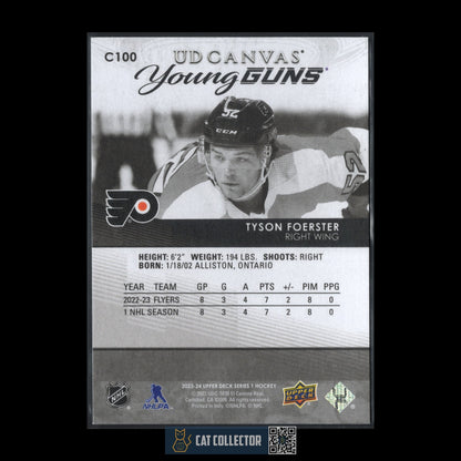 2023-24 UD Series 1 TYSON FOERSTER #C100 Young Guns UD Canvas Black & White RC