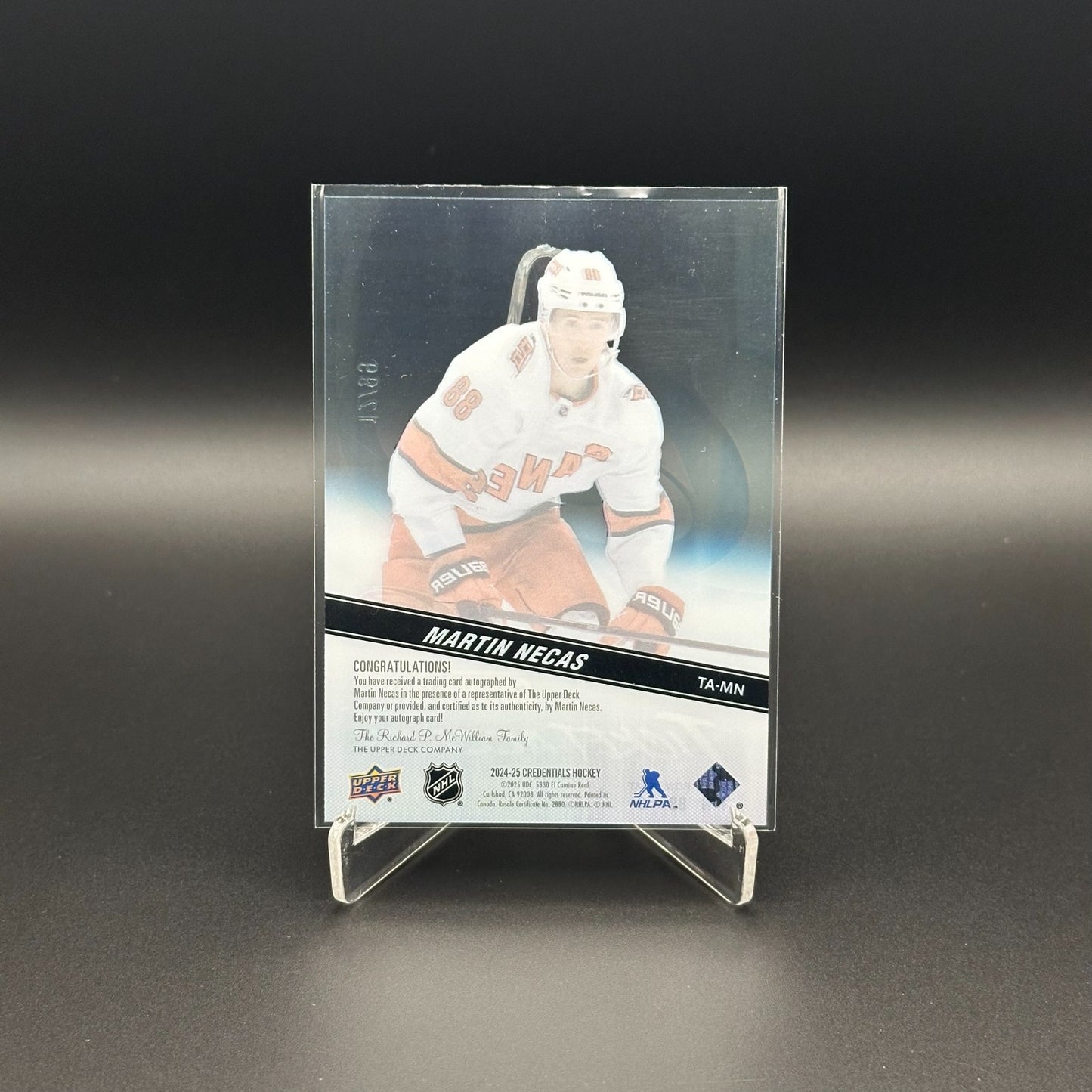 2024-25 UD Credentials MARTIN NECAS #TA-MN Ticket Access Autograph /99