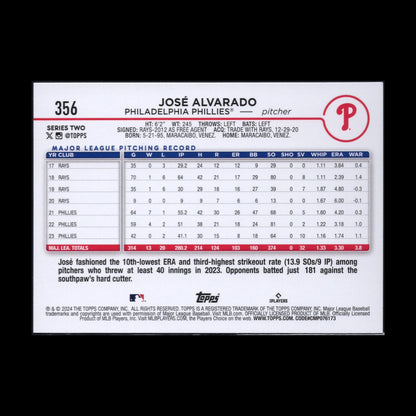 2024 Topps Series 2 JOSE ALVARADO #356 Blue border Parallel