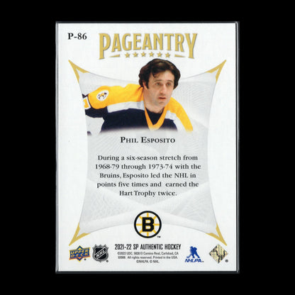 2021-22 UD SP Authentic PHIL ESPOSITO #P-86 Pageantry