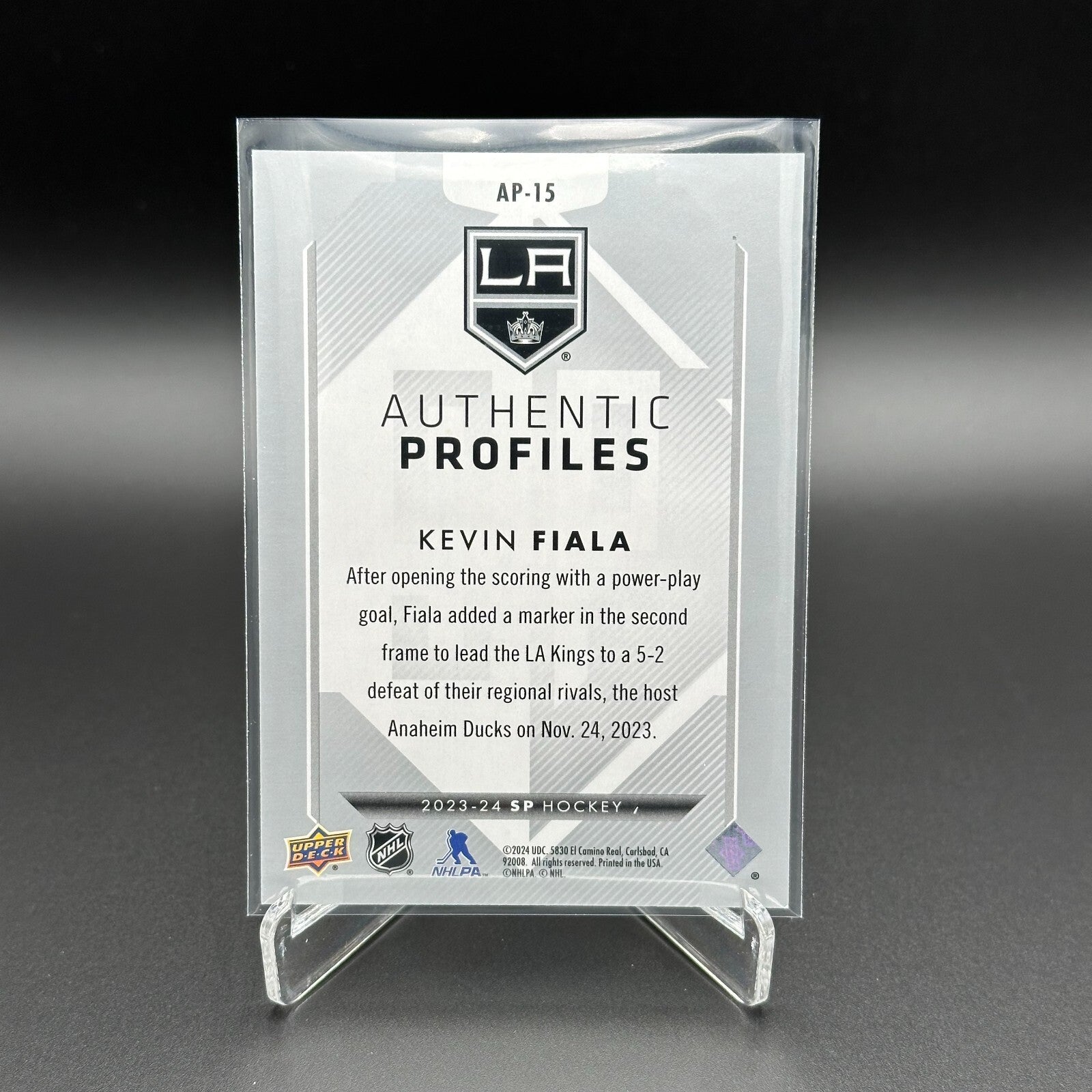 2023-24 UD SP Authentic KEVIN FIALA #AP-15 Authentic Profiles 1001/1299