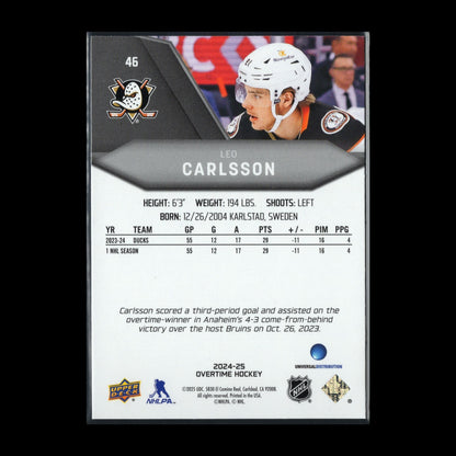 2024-25 UD Overtime LEO CARLSSON #46 Red foil - Anaheim Ducks