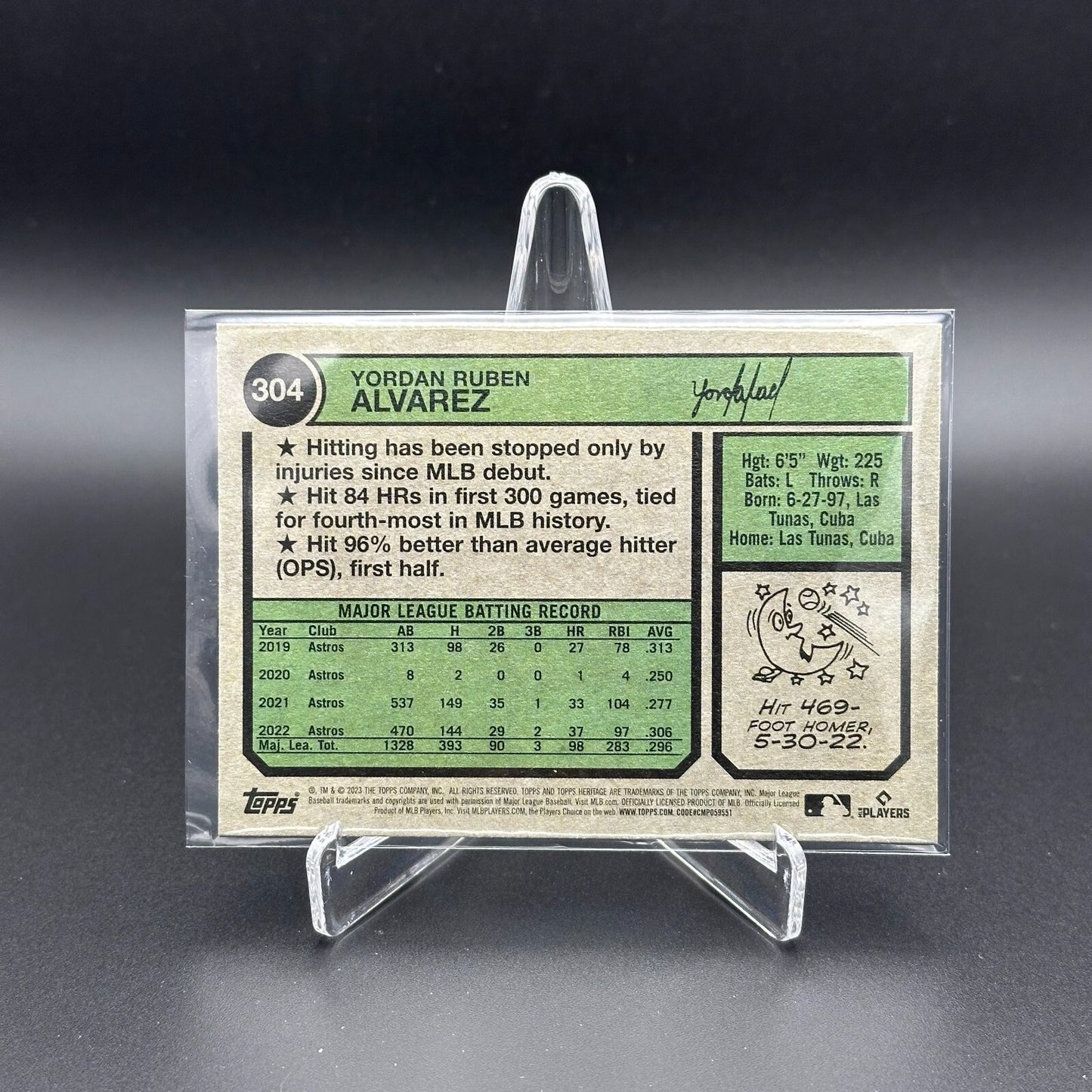 2023 Topps Heritage YORDAN ALVAREZ #304 Chrome Purple Refractor - Houston Astros