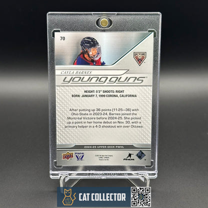 2024-25 UD PWHL CAYLA BARNES #70 Young guns High Gloss 1/10 Rookie RC