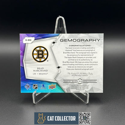 2020-21 UD Black Diamond BRAD MARCHAND #G-BM Gemography /25 Auto