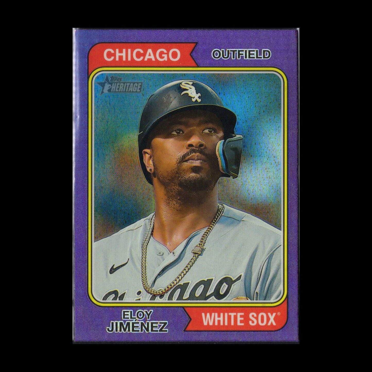 2023 Topps Heritage ELOY JIMENEZ #70 Chrome Purple Refractor - Chicago White Sox