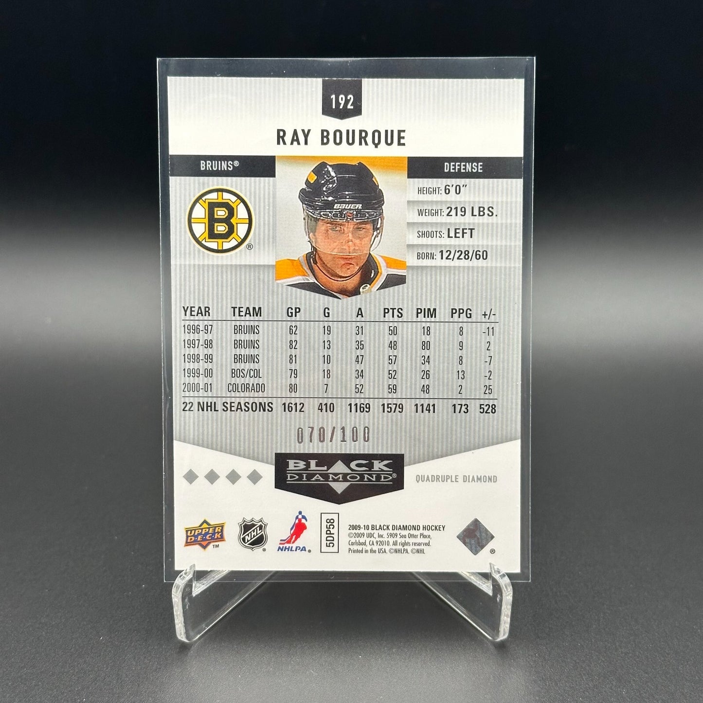 2009-10 UD Black Diamond RAY BOURQUE #192 Ruby /100 - Boston Bruins