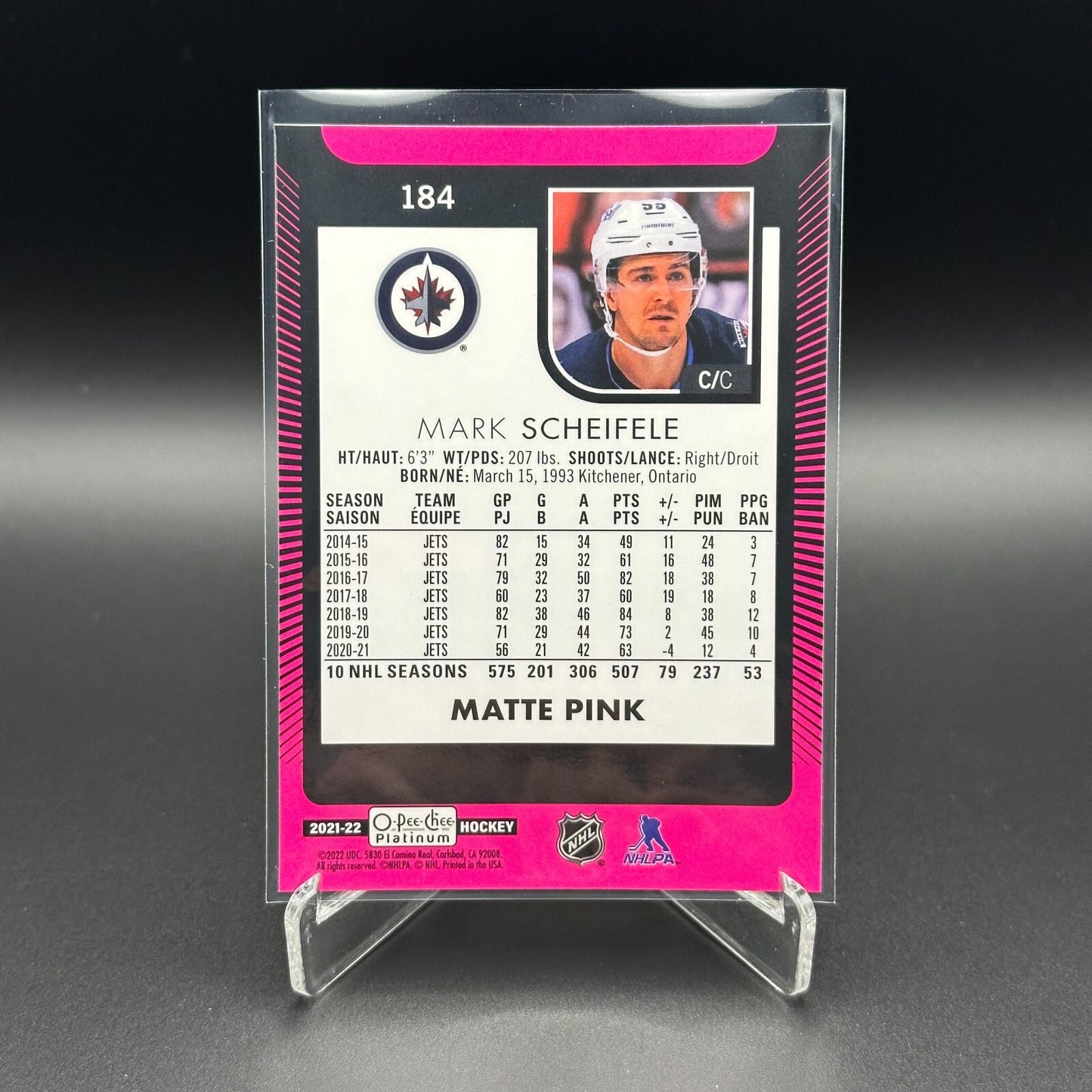 2021-22 O-Pee-Chee Platinum MARK SCHEIFELE #184 Matte Pink