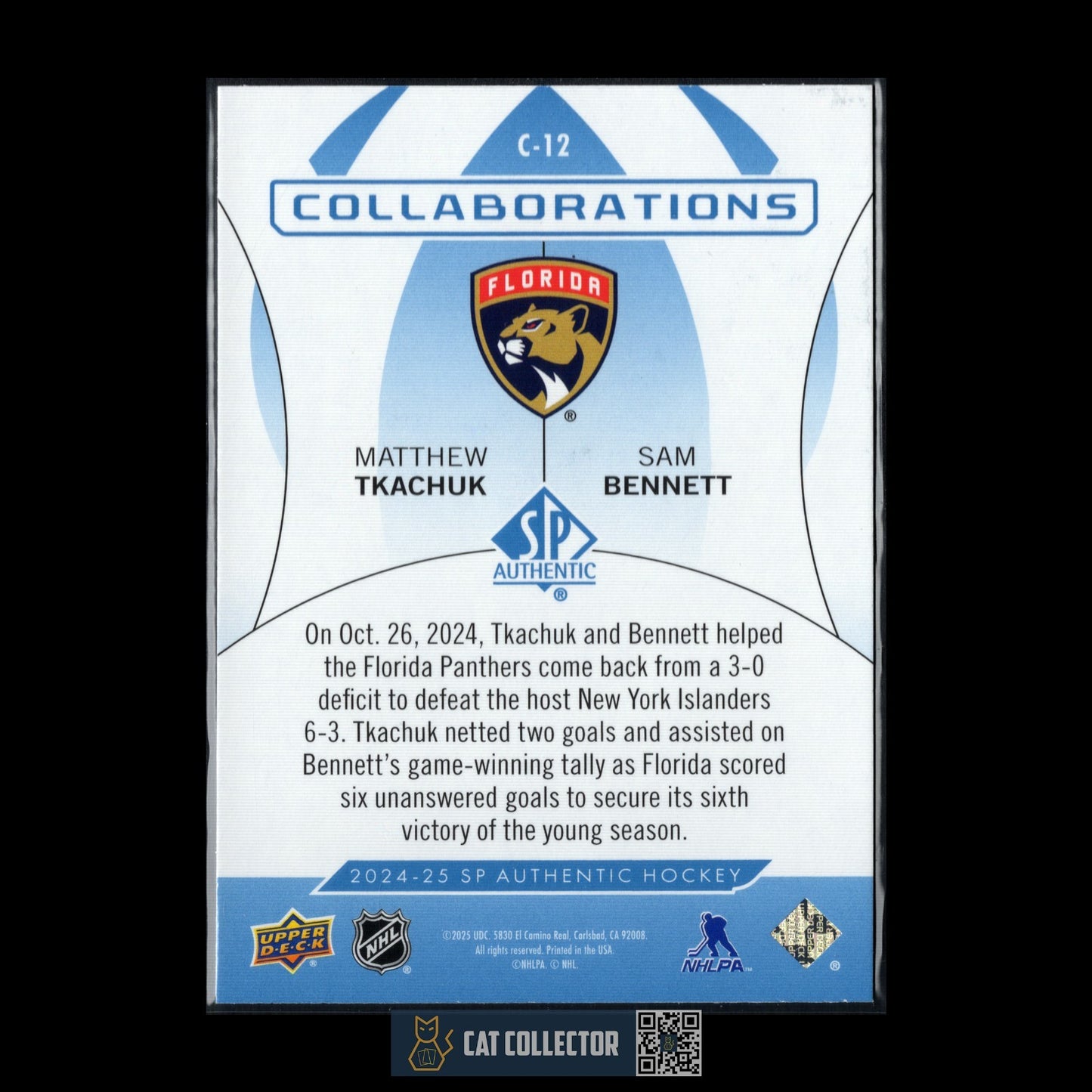 2024-25 UD SP Authentic MATTHEW TKACHUK / SAM BENNETT #C-12 Collaborations