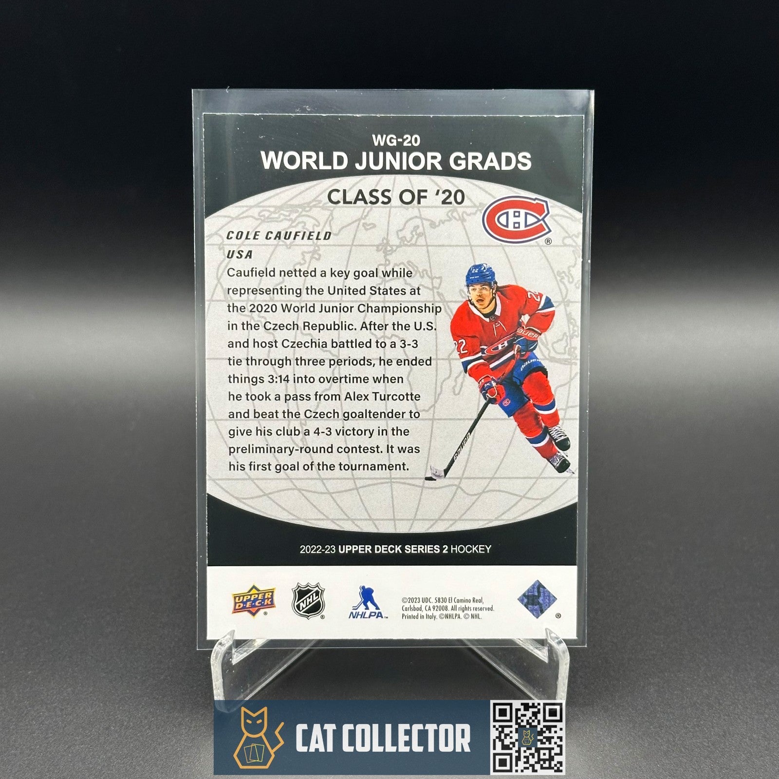 2022-23 UD Series 2 COLE CAUFIELD #WG-20 World Junior Grads - Montreal Canadiens