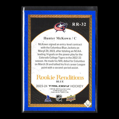 2023-24 UD Trilogy HUNTER McKOWN #RR-32 Rookie Renditions Blue /499