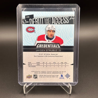 2023-24 UD Credentials JAYDEN STRUBLE #152 Debut Ticket Access RC /799