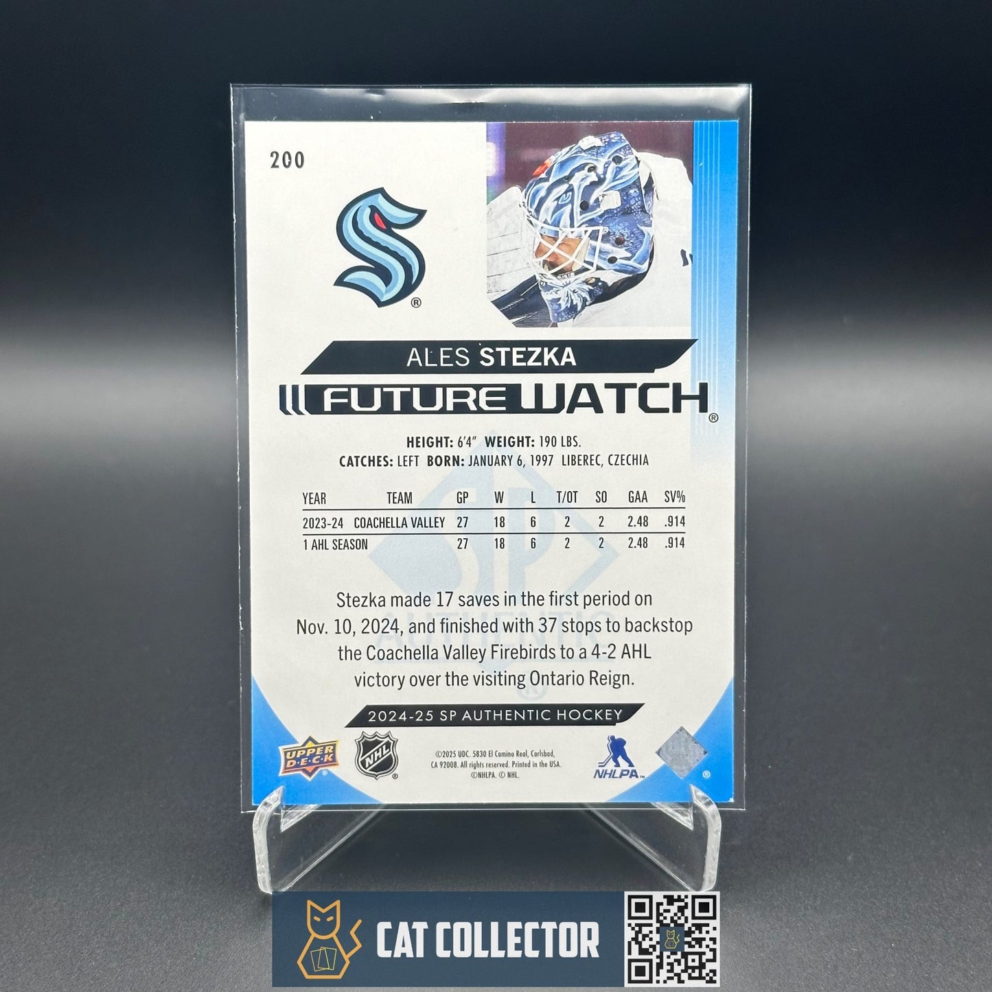 2024-25 UD SP Authentic ALES STEZKA #200 Future Watch Limited Blue RC /399
