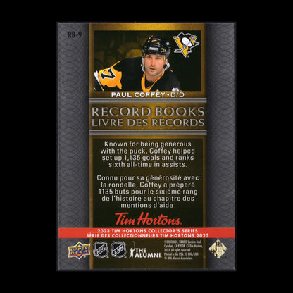 2023 UD Tim Hortons PAUL COFFEY #RB-9 Record Books - Pittsburgh Penguins